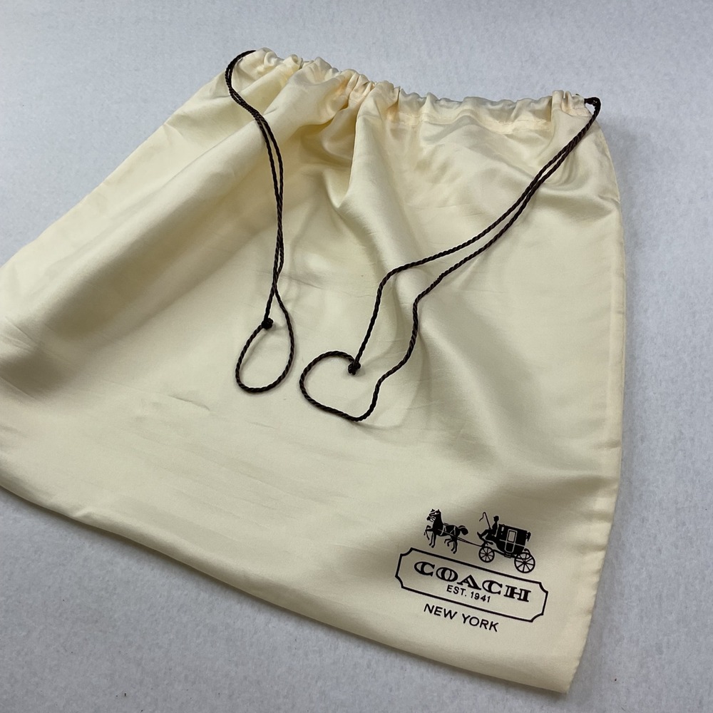 Coach Cream Satin Drawstring Handbag Dust Bag Logo 18.5x15 Large Accessory Bag